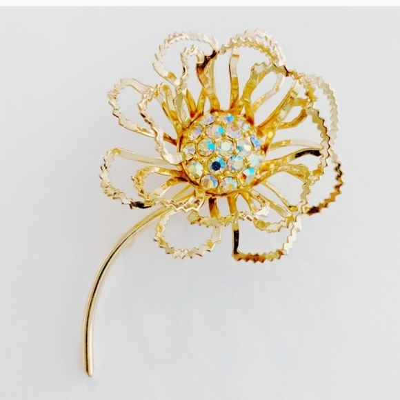 Vintage Signed Sarah Coventry Flower Brooch - Picture 1 of 6